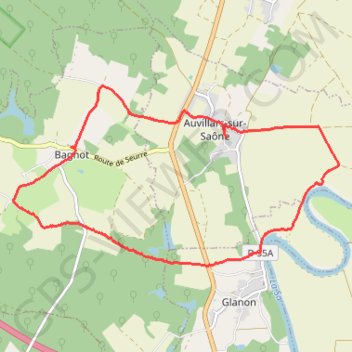Itinéraire Auvillars sur Saone, distance, dénivelé, altitude, carte, profil, trace GPS