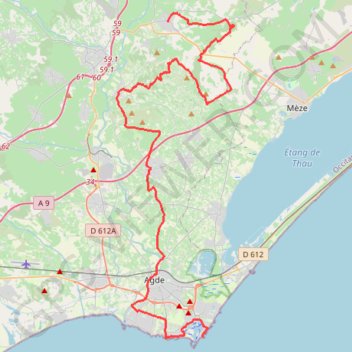 Itinéraire Montagnac / Agde, distance, dénivelé, altitude, carte, profil, trace GPS