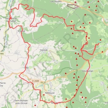 Itinéraire Boucledesdomes_62km, distance, dénivelé, altitude, carte, profil, trace GPS