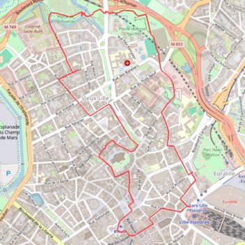 Itinéraire Lille ancien, distance, dénivelé, altitude, carte, profil, trace GPS
