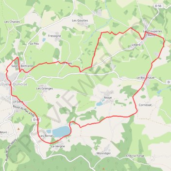 Itinéraire Circuit de Bussière Dunoise, distance, dénivelé, altitude, carte, profil, trace GPS