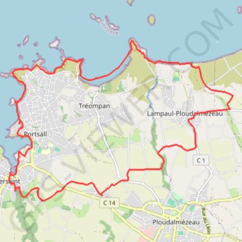 Itinéraire Autour de Lampaul - Ploudalmézeau, distance, dénivelé, altitude, carte, profil, trace GPS