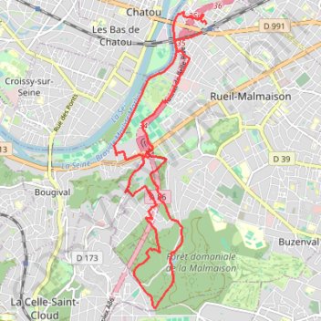 Itinéraire Rueil Malmaison - rando du Parc Naturel Urbain, distance, dénivelé, altitude, carte, profil, trace GPS