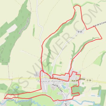 Itinéraire Tavaux entre terre et eau, distance, dénivelé, altitude, carte, profil, trace GPS