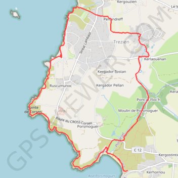 Itinéraire La Pointe de Corsen - Ruscumunoc, distance, dénivelé, altitude, carte, profil, trace GPS