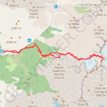 Itinéraire Poséts par Viados, distance, dénivelé, altitude, carte, profil, trace GPS
