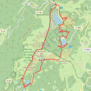 Itinéraire Vosges les 4 lacs les gazons, distance, dénivelé, altitude, carte, profil, trace GPS