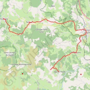 Itinéraire Fournels - Fau de Peyre, distance, dénivelé, altitude, carte, profil, trace GPS