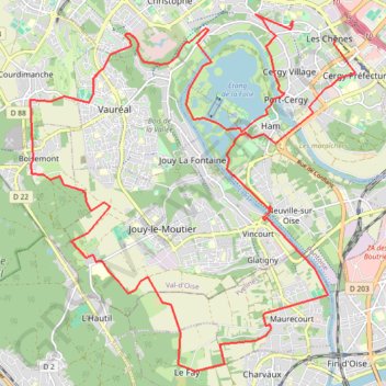 Itinéraire Hautil Orée des Bois, distance, dénivelé, altitude, carte, profil, trace GPS