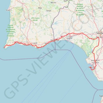 Itinéraire Vila do Bispo -> Distrito 4 (500,7 km), distance, dénivelé, altitude, carte, profil, trace GPS
