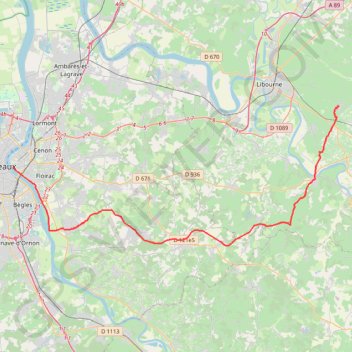 Itinéraire Bordeaux - Saint-Emilion par la piste Roger Lapébie, distance, dénivelé, altitude, carte, profil, trace GPS