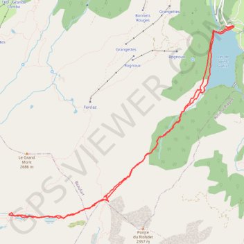 Itinéraire Lac Saint-Guerin - Col de la Louze - lacs de la Tempête, distance, dénivelé, altitude, carte, profil, trace GPS