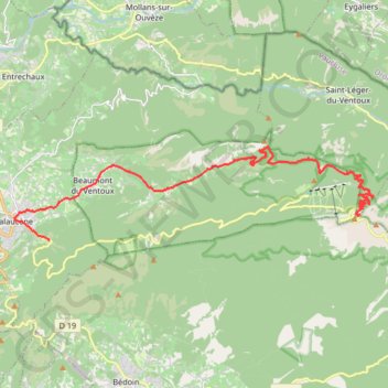 Itinéraire Descente du Mont Ventoux Nord, distance, dénivelé, altitude, carte, profil, trace GPS