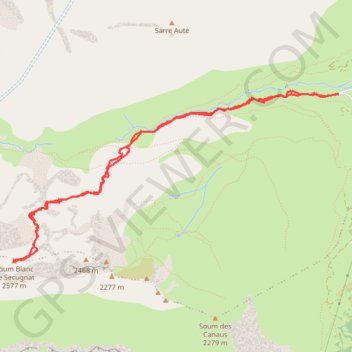 Itinéraire Soum Blanc de Sécugnat - Gèdre, distance, dénivelé, altitude, carte, profil, trace GPS