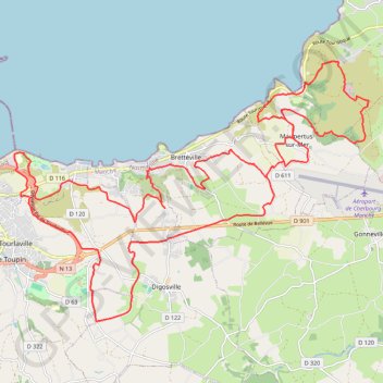 Itinéraire Par l'est de la Rade - Tourlaville, distance, dénivelé, altitude, carte, profil, trace GPS
