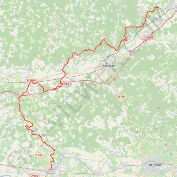 Itinéraire GR646 Randonnée de Rougerie Saint Astier à Port-Sainte-Foy-et-Ponchapt (Dordogne), distance, dénivelé, altitude, carte, profil, trace GPS