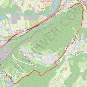 Itinéraire Le Salève, distance, dénivelé, altitude, carte, profil, trace GPS