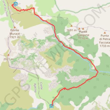 Itinéraire Corse (GR20) Onda - Petra Piana, distance, dénivelé, altitude, carte, profil, trace GPS