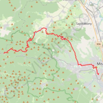Itinéraire Miskolc - Mályinka, distance, dénivelé, altitude, carte, profil, trace GPS