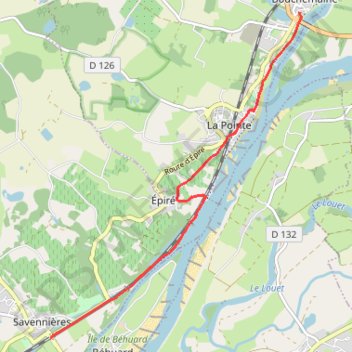 Itinéraire La Loire - entre Bouchemaine et Savennières, distance, dénivelé, altitude, carte, profil, trace GPS