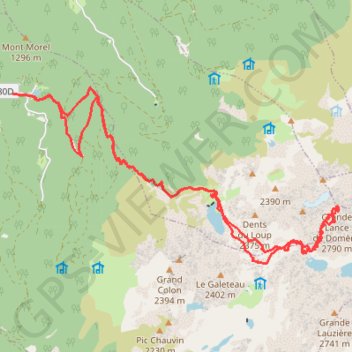 Itinéraire Grande Lance de Domene depuis Freydiere (Belledonne), distance, dénivelé, altitude, carte, profil, trace GPS