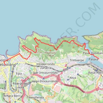 Itinéraire Pasaia Saint-Sébastien par le Mont Ulia, distance, dénivelé, altitude, carte, profil, trace GPS