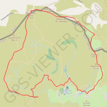 Itinéraire Les Peñas d’Itsusi depuis le Col de Méhatché, distance, dénivelé, altitude, carte, profil, trace GPS