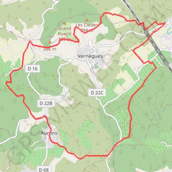 Itinéraire Autour d'Aurons, distance, dénivelé, altitude, carte, profil, trace GPS