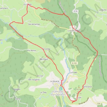Itinéraire Chalmazel - Jeansagnieres, distance, dénivelé, altitude, carte, profil, trace GPS
