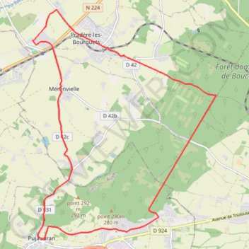 Itinéraire De Mérenvielle à la forêt de Bouconne, distance, dénivelé, altitude, carte, profil, trace GPS