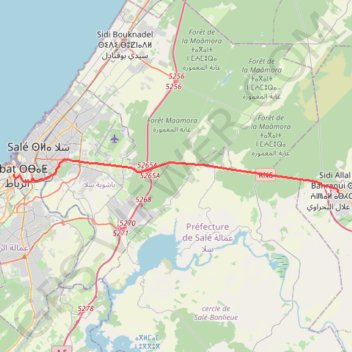 Itinéraire Sidi-Allal-El-Bahraoui - Rabat, distance, dénivelé, altitude, carte, profil, trace GPS