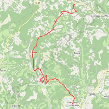 Itinéraire De Saint-Léon-sur-Vézère au Verdoyant, distance, dénivelé, altitude, carte, profil, trace GPS