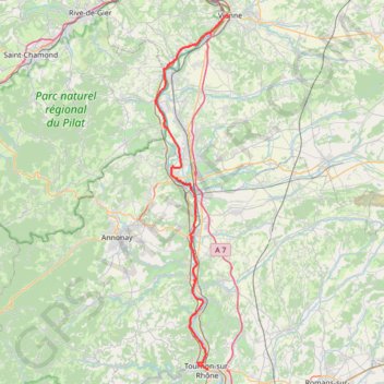 Itinéraire Jour 1 Velo 2021 Vienne Tournon sur Rhone, distance, dénivelé, altitude, carte, profil, trace GPS