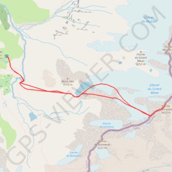 Itinéraire Pointe Francesetti (Alpes Grées), distance, dénivelé, altitude, carte, profil, trace GPS