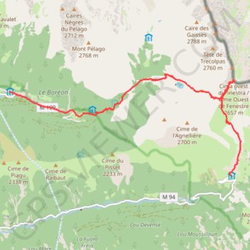 Itinéraire Traversée Pas des Ladres, distance, dénivelé, altitude, carte, profil, trace GPS