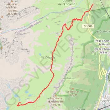 Itinéraire 20-07-16 Aiguilles Rouges, distance, dénivelé, altitude, carte, profil, trace GPS