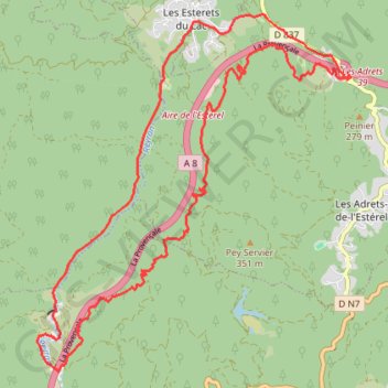 Itinéraire Esterel - Malpasset, distance, dénivelé, altitude, carte, profil, trace GPS