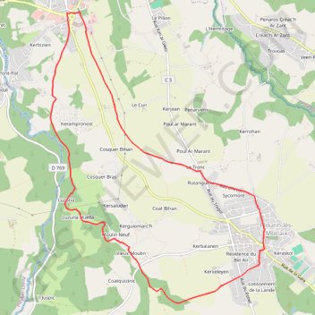 Itinéraire De Saint-Fiacre à Plourin-les-Morlaix, distance, dénivelé, altitude, carte, profil, trace GPS