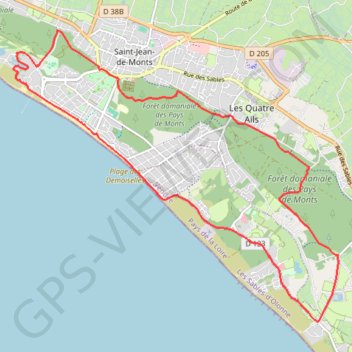 Itinéraire B06 - Boucle coquillages et Pommes de pin, distance, dénivelé, altitude, carte, profil, trace GPS