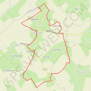 Itinéraire Chemin des lavoirs - Giverville, distance, dénivelé, altitude, carte, profil, trace GPS