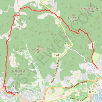 Itinéraire Port Grimaud Grimaud village, distance, dénivelé, altitude, carte, profil, trace GPS