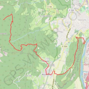 Itinéraire Bois de Poussebou - Rocher du Chatelard - Cossey, distance, dénivelé, altitude, carte, profil, trace GPS