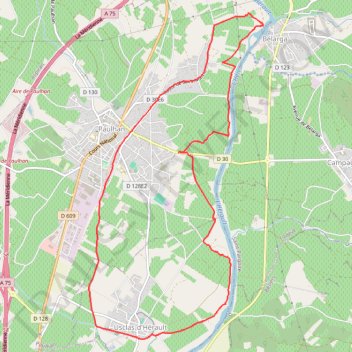 Itinéraire Circuit N 18 Paulhan les rives de Lherault V3, distance, dénivelé, altitude, carte, profil, trace GPS