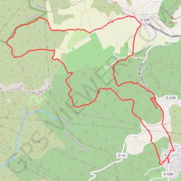 Itinéraire Aurons-La Plaine du Sonnailler, distance, dénivelé, altitude, carte, profil, trace GPS