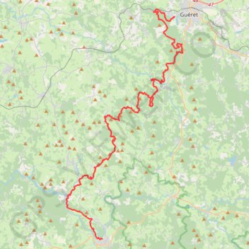 Itinéraire Grande Traversée du Limousin, distance, dénivelé, altitude, carte, profil, trace GPS