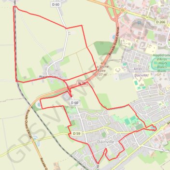 Itinéraire Chemin le Wagnonlieu - Dainville, distance, dénivelé, altitude, carte, profil, trace GPS