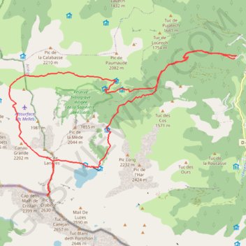 Itinéraire Pic de Crabère en boucle par l'étang d'Araing, distance, dénivelé, altitude, carte, profil, trace GPS