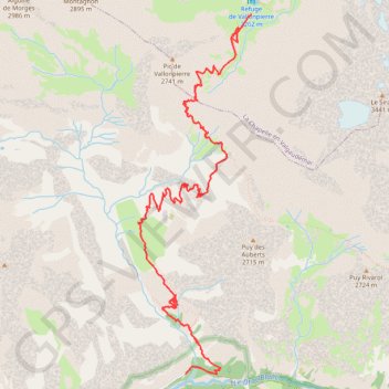 Itinéraire Refuge de Vallompierre-les Auberts, distance, dénivelé, altitude, carte, profil, trace GPS