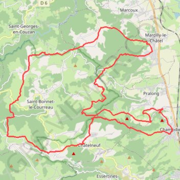 Itinéraire Champdieu - La Grande Tentative, distance, dénivelé, altitude, carte, profil, trace GPS