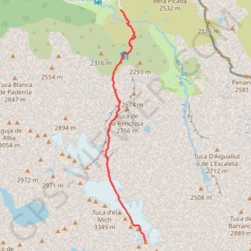 Itinéraire Aneto par la Rencluse, distance, dénivelé, altitude, carte, profil, trace GPS